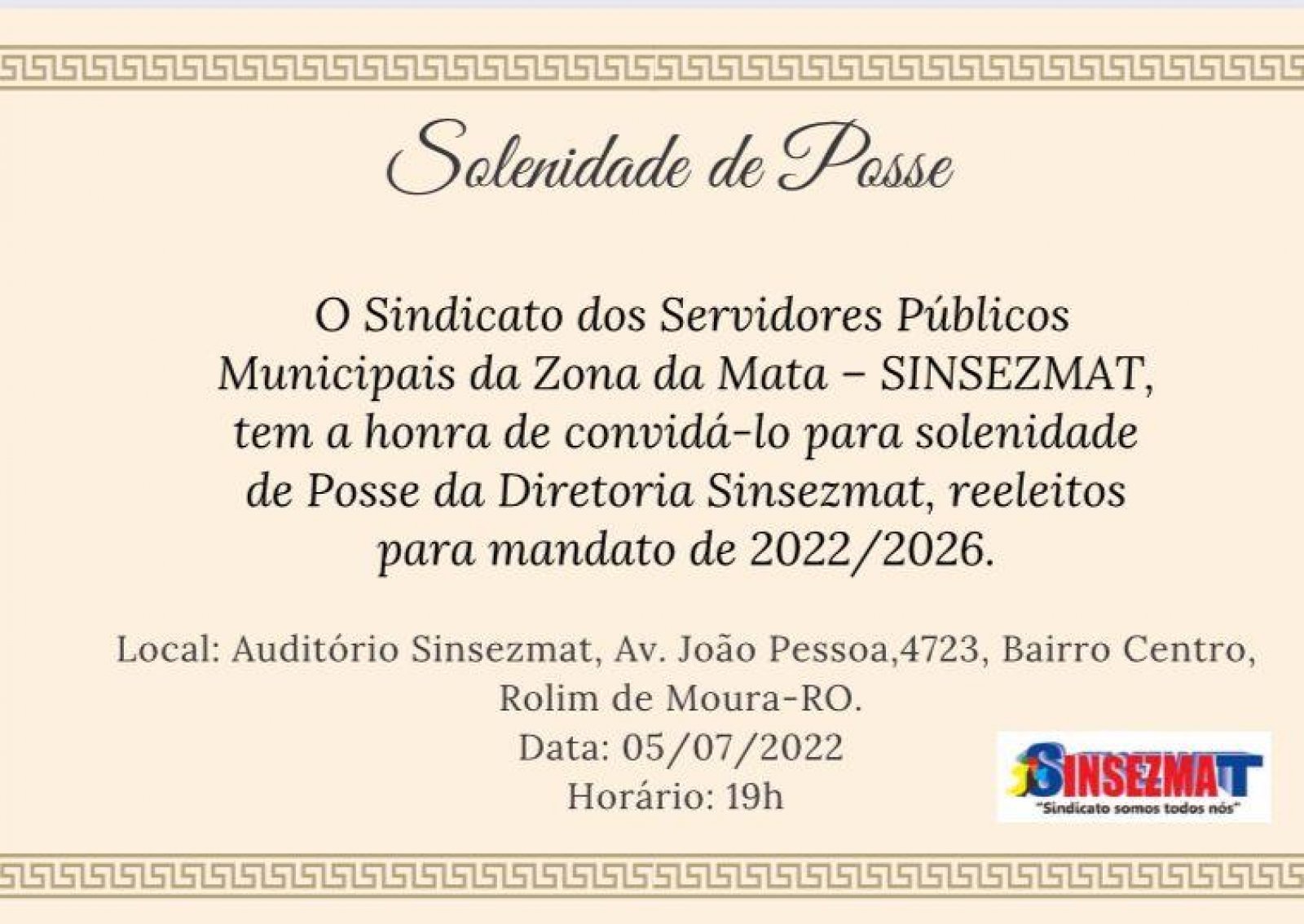 Solenidade de Posse - Convite 