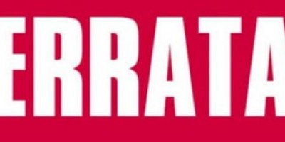 CORREÇÃO SOBRE A CAIXA. ERRATA.