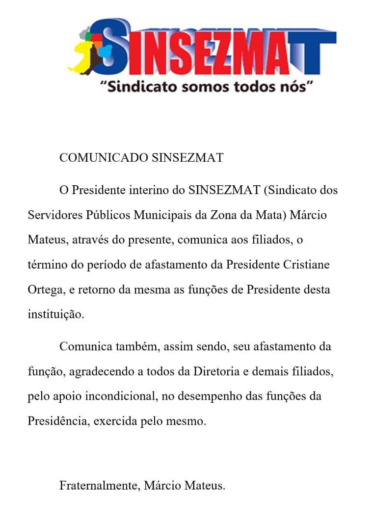 COMUNICADO SINSEZMAT