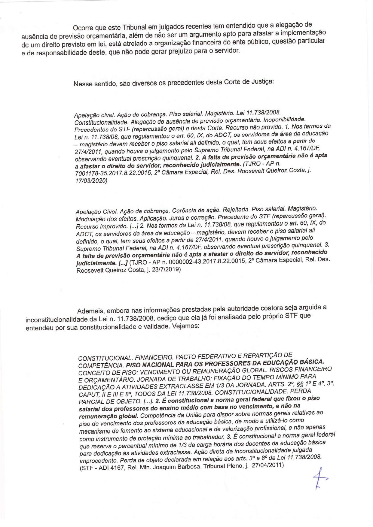 IMPLANTAÇÃO DO PISO SALARIAL NACIONAL AOS PROFESSORES DE ROLIM