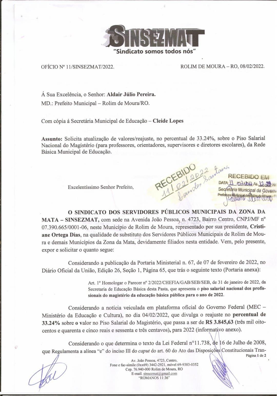 Sinsezmat alerta Municípios para pagamento do novo Piso Salarial do Magistério