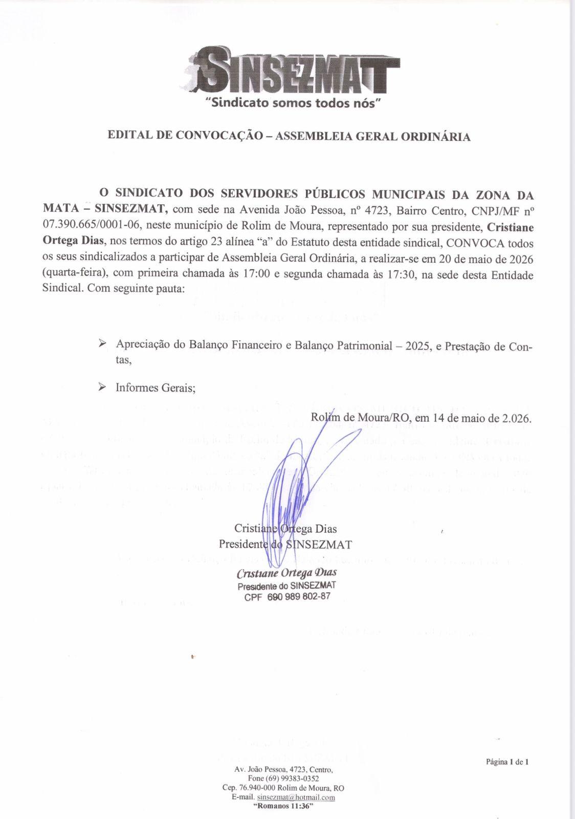 Prestação de Contas de 2025